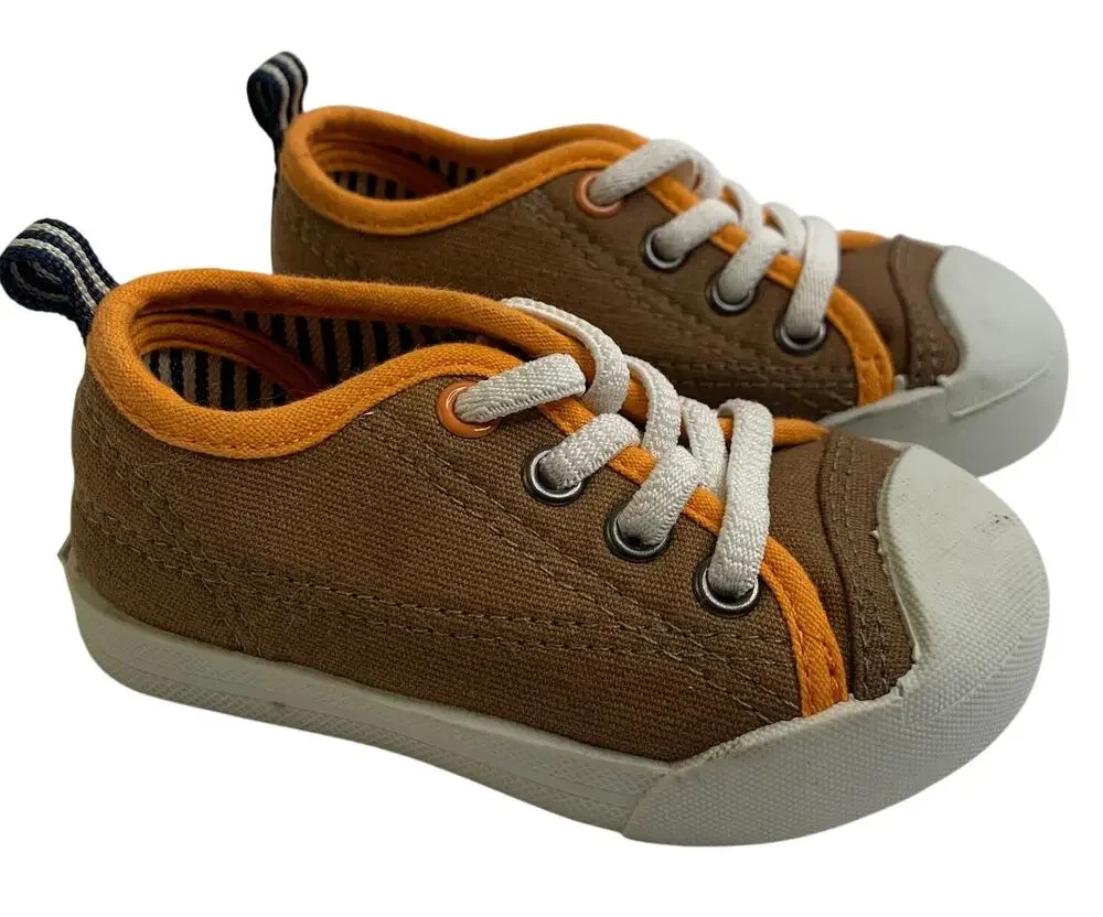 Osh Kosh Boys Unisex 6M Brown Mustard Sneakers Lace Up Walking Shoes